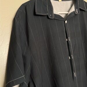 Green Pinstripe Short Sleeve Shirt